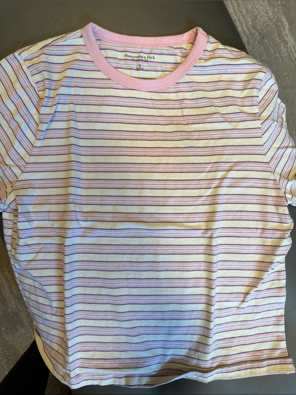 Abercrombie & Fitch Pastel Pink Multistripe Short Sleeve Tee